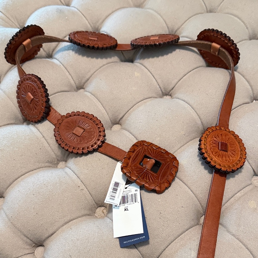 Ralph Lauren Brown Leather Concho Belt